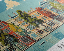 Load image into Gallery viewer, Baltimore Maryland Panoramic Painting, Mid Century Modern Framed Canvas Print, Retro Pop Art Travel Poster, Office Wall Art, City Print
