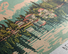 Cargar imagen en el visor de la galería, Bellevue Washington Panoramic Painting, Mid Century Modern Framed Canvas Print, Retro Pop Art Travel Poster, Office Wall Art, City Print

