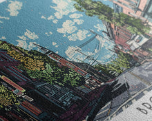Carregar imagem no visualizador da galeria, Brockton Massachusetts Panoramic Painting, Mid Century Modern Framed Canvas Print, Retro Pop Art Travel Poster, Home Decor, City Art

