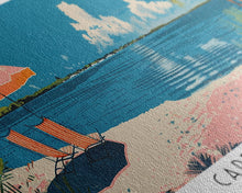 Carregar imagem no visualizador da galeria, Cape Coral Florida Panoramic Painting, Mid Century Modern Framed Canvas Print, Retro Pop Art Travel Poster, Home Decor, City Print
