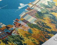 Load image into Gallery viewer, Columbia Missouri Panoramic Wall Art, Mid Century Modern Framed Canvas Print, Retro Pop Art Travel Poster, City Home Decor, Office Wall Art
