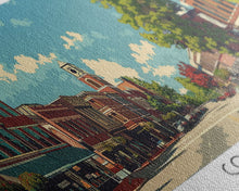 Cargar imagen en el visor de la galería, Concord North Carolina Panoramic Wall Art, Mid Century Modern Framed Canvas Print, Retro Pop Art Travel Poster, City Office Art, Home Decor
