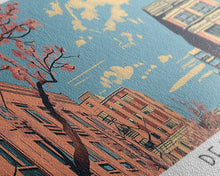 Load image into Gallery viewer, Dearborn Michigan Panoramic Painting, Mid Century Modern Framed Canvas Print, Retro Pop Art Travel Poster, City Wall Decor, Office Wall Art
