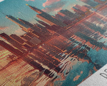 Load image into Gallery viewer, Detroit Michigan Panoramic Painting, Mid Century Modern Framed Canvas Print, Retro Pop Art Travel Poster, City Wall Decor, Home Art
