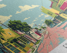 Load image into Gallery viewer, Edinburg Texas Panoramic Wall Art, Mid Century Modern Framed Canvas Print, Retro Pop Art Travel Poster, City Office Art, Living Room Decor
