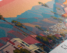 Load image into Gallery viewer, El Cajon California Panoramic Wall Art, Mid Century Modern Framed Canvas Print, Retro Pop Art Travel Poster, City Home Decor, Office Art
