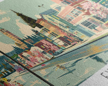 Carregar imagem no visualizador da galeria, Everett Washington Panoramic Painting, Mid Century Modern Framed Canvas Print, Retro Pop Art Travel Poster, Home Wall Decor
