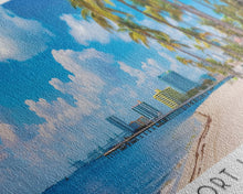 Carregar imagem no visualizador da galeria, Fort Lauderdale Florida Panoramic Painting, Mid Century Modern Framed Canvas Print, Retro Pop Art Travel Poster, City Wall Art
