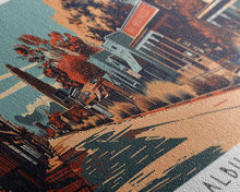 Carregar imagem no visualizador da galeria, Albuquerque New Mexico Panoramic Painting, Framed Canvas Print, Mid Century Modern Wall Art, Retro Pop Art Travel Poster, Office Decor, City Art
