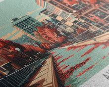 Carregar imagem no visualizador da galeria, Augusta Georgia Panoramic Painting, Framed Canvas Print, Mid Century Modern Wall Art, Retro Pop Art Travel Poster, Living Room Decor, City Art
