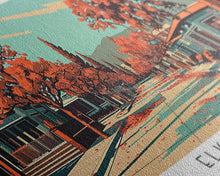 Load image into Gallery viewer, Elk Grove California Panoramic Painting, Framed Canvas Print, Mid Century Modern Wall Art, Retro Pop Art Travel Poster, Office Decor, City Art
