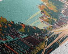 Carregar imagem no visualizador da galeria, Frisco Texas Panoramic Painting, Framed Canvas Print, Mid Century Modern Wall Art, Retro Pop Art Travel Poster, Home Decor, City Art
