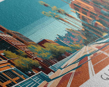 Carregar imagem no visualizador da galeria, Glendale Arizona Panoramic Painting, Mid Century Modern Framed Canvas Print, City Art, Retro Pop Art Travel Poster, Living Room Decor, City Wall Art, Home Office Decor
