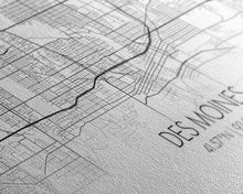 Load image into Gallery viewer, Des Moines Street Map, Iowa Map, Map Print, Minimalist Art, Wall Art, Canvas Art, Girls Bedroom Décor, Dorm Room Décor, Gift For Dad, Office
