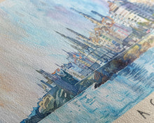Carregar imagem no visualizador da galeria, A Coruńa Spain Travel Art, City Art, Framed Canvas Print or Metal Wall Art, Europe Travel Poster, Panoramic Wall Art, Extra Wide Wall Art
