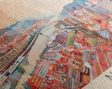 Cargar imagen en el visor de la galería, Bilbao Spain Wall Art, Panoramic Travel Poster, Panoramic Framed Canvas Print, City Wall Art, Wall Hanging Home Decor, Travel Art
