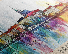 Load image into Gallery viewer, Bratislava Slovakia Wall Art, Panoramic Travel Poster, Panoramic Framed Canvas Print, City Wall Art, Wall Hanging Home Decor, Travel Art
