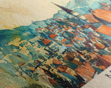 Load image into Gallery viewer, Braila Romania Travel Art, City Art, Framed Canvas Print or Metal Wall Art, Europe Travel Poster, Panoramic Wall Art, Extra Wide Wall Art
