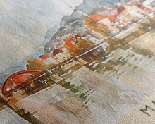 Load image into Gallery viewer, Maribor Slovenia Panoramic Travel Poster, Framed Canvas Print or Metal Wall Art, Travel Art, Home Decor, Panoramic Painting, Midcentury Art
