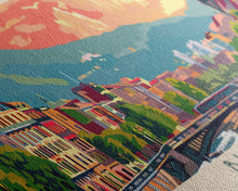 Cargar imagen en el visor de la galería, Bilbao Spain Wall Art, Panoramic Travel Poster, Panoramic Framed Canvas Print, City Wall Art, Wall Hanging Home Decor, Travel Art
