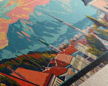 Cargar imagen en el visor de la galería, Celje Slovenia Panoramic Travel Poster, Framed Canvas Print or Metal Wall Art, Travel Art, Home Decor, Panoramic Painting, Midcentury Art
