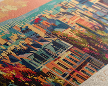 Load image into Gallery viewer, Donetsk Ukraine Panoramic Travel Poster, Framed Canvas Print or Metal Wall Art, Travel Art, Home Decor, Panoramic Painting, Midcentury Art
