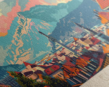 Load image into Gallery viewer, Elbasan Albania Travel Print Wall Art, Panoramic City Art, Travel Art, Wall Decor, Vacation Gift, Framed Canvas Print Or Metal Art
