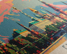 Load image into Gallery viewer, Engels Russia Panoramic Travel Poster, Framed Canvas Print or Metal Wall Art, Travel Art, Home Decor, Panoramic Painting, Midcentury Art
