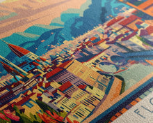 Carregar imagem no visualizador da galeria, Florence Italy Panoramic Travel Poster, Framed Canvas Print or Metal Wall Art, Travel Art, Home Decor, Panoramic Painting, Midcentury Art
