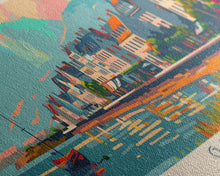 Carregar imagem no visualizador da galeria, Galway Ireland Panoramic Travel Poster, Framed Canvas Print or Metal Wall Art, Travel Art, Home Decor, Panoramic Painting, Midcentury Art
