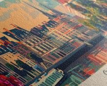 Load image into Gallery viewer, Ghent Belgium Wall Art, Panoramic Travel Poster, Panoramic Framed Canvas Print, City Wall Art, Wall Hanging Home Decor, Travel Art
