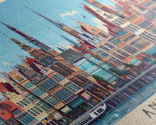 Carregar imagem no visualizador da galeria, Antwerp Belgium Wall Art, Panoramic Travel Poster, Panoramic Framed Canvas Print, City Wall Art, Wall Hanging Home Decor, Travel Art

