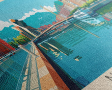 Cargar imagen en el visor de la galería, Bilbao Spain Wall Art, Panoramic Travel Poster, Panoramic Framed Canvas Print, City Wall Art, Wall Hanging Home Decor, Travel Art
