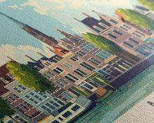 Load image into Gallery viewer, Breda Netherlands Panoramic Travel Poster, Framed Canvas Print or Metal Wall Art, Travel Art, Home Decor, Panoramic Painting, Midcentury Art
