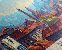 Load image into Gallery viewer, Braila Romania Travel Art, City Art, Framed Canvas Print or Metal Wall Art, Europe Travel Poster, Panoramic Wall Art, Extra Wide Wall Art
