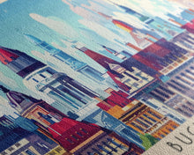 Carregar imagem no visualizador da galeria, Bucharest Romania Wall Art, Panoramic Travel Poster, Panoramic Framed Canvas Print, City Wall Art, Wall Hanging Home Decor, Travel Art
