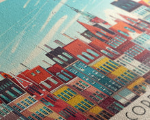 Cargar imagen en el visor de la galería, Copenhagen Denmark Travel Print Wall Art, Panoramic City Art, Travel Art, Wall Decor, Vacation Gift, Framed Canvas Print Or Metal Art
