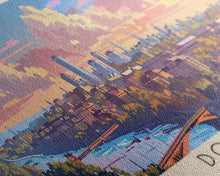 Load image into Gallery viewer, Donetsk Ukraine Panoramic Travel Poster, Framed Canvas Print or Metal Wall Art, Travel Art, Home Decor, Panoramic Painting, Midcentury Art
