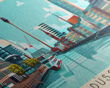 Load image into Gallery viewer, Dusseldorf Germany Travel Art, City Art, Framed Canvas Print or Metal Wall Art, Europe Travel Poster, Panoramic Wall Art, Extra Wide Wall Art
