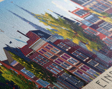 Load image into Gallery viewer, Eindhoven Netherlands Panoramic Travel Poster, Framed Canvas Print or Metal Wall Art, Travel Art, Home Decor, Panoramic Painting, Midcentury Art
