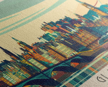 Carregar imagem no visualizador da galeria, Glasgow United Kingdom Travel Art, City Art, Framed Canvas Print or Metal Wall Art, Europe Travel Poster, Panoramic Wall Art, Extra Wide Wall Art
