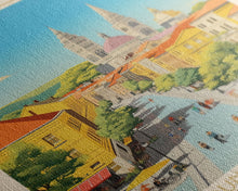 Carregar imagem no visualizador da galeria, Čačak Serbia Travel Poster Framed Canvas Print, Midcentury Modern Art, Pop Art Wall Decor, Living Room Art, Scenic Wall Art
