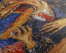 Carregar imagem no visualizador da galeria, Business Werewolf Eating a Hot Dog, Framed Canvas print, Funny Halloween Art, Spooky Season, The Scream Inspired Funny Art
