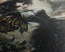 Load image into Gallery viewer, Dark Gothic Fairy with Butterfly Wings| Halloween Wall Art | Spooky Home Decor | Creepy Gothic Fairy Painting | Framed Canvas Print
