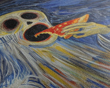 Load image into Gallery viewer, Spooky Ghost Eatin a Pizza, YUM! Funny Halloween Art
