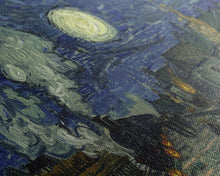Load image into Gallery viewer, Starry Night Inspired Haunted Steam Train, Framed Canvas Print, Spooky Halloween Wall Art
