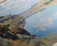 Load image into Gallery viewer, Boysen Reservoir Wyoming Framed Canvas Print, Lake House Art, Panoramic Wall Art, Travel Poster, Minimalist Lake Painting, Home Decor
