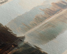 Carregar imagem no visualizador da galeria, Brookville Lake Indiana Framed Canvas Print, Lake House Decor, Panoramic Wall Art, Travel Poster, Rustic Lake Painting, Nature Art
