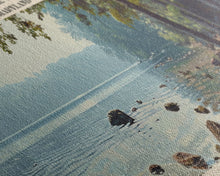 Load image into Gallery viewer, Clopper Lake Maryland Framed Canvas Print, Lake House Art, Panoramic Wide Art, Travel Poster, Minimalist Lake Painting, Home Decor
