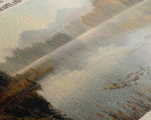 Cargar imagen en el visor de la galería, Cobbosseecontee Lake Maine Framed Canvas Print, Panoramic Lake House Decor, Wide Wall Art, Travel Poster, Rustic Lake Painting, Nature Art
